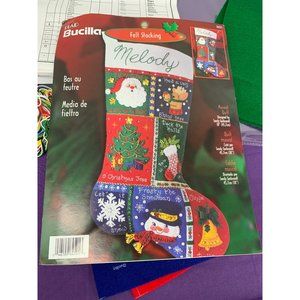 Plaid Bucilla Felt Stocking  in 18 inch Musical Quilt Style 84591 ~ Started